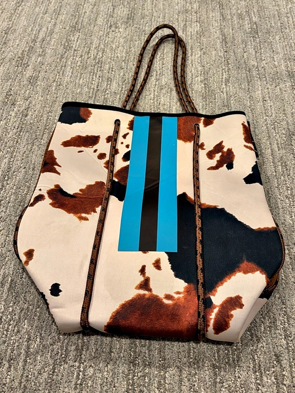Girlie Girl originals Animal Print Tote Bag in Brown & Blue Like New